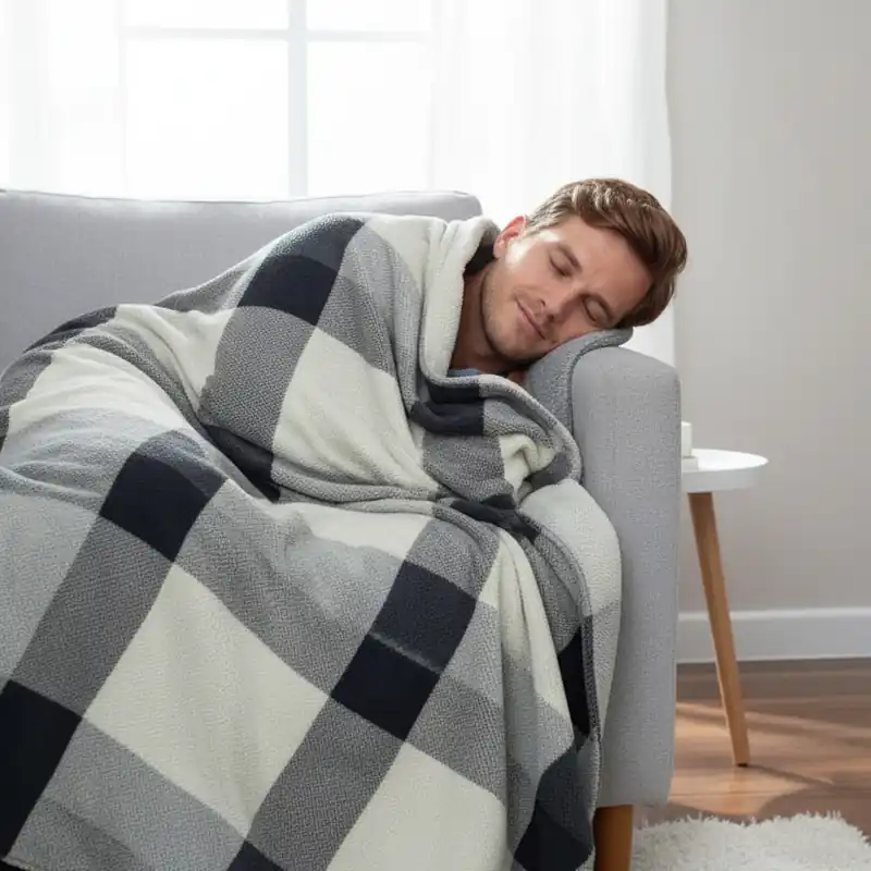 Coperta Matrimoniale Plush Piquet Sherpa – Grigio Morbido e Caldo