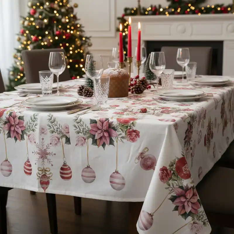 Tovaglia Natalizia Toile Charm in Cotone Panama Made in Italy