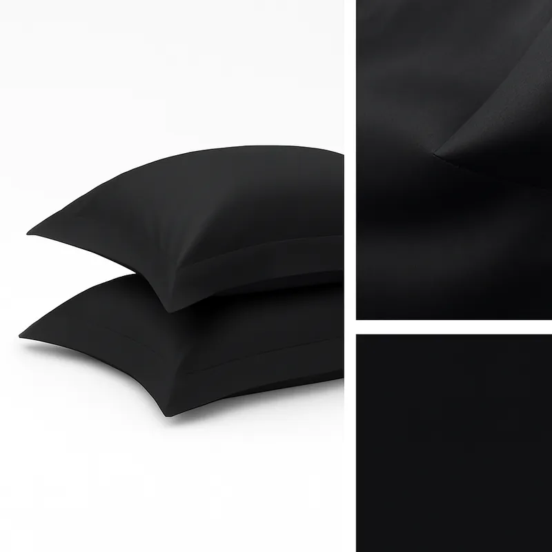 Federe Giotto Nero Satin in raso di cotone 300TC 3 volani BenasciuttiCasa Exclusive