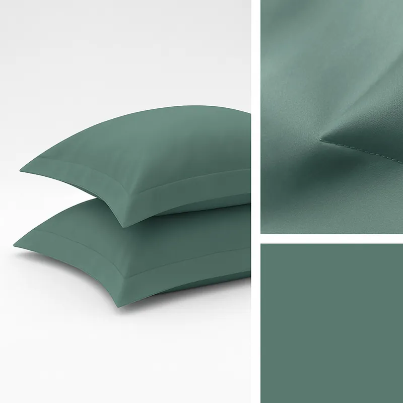 Federe Giotto Verde Bosco Satin raso cotone 300TC a 3 volani