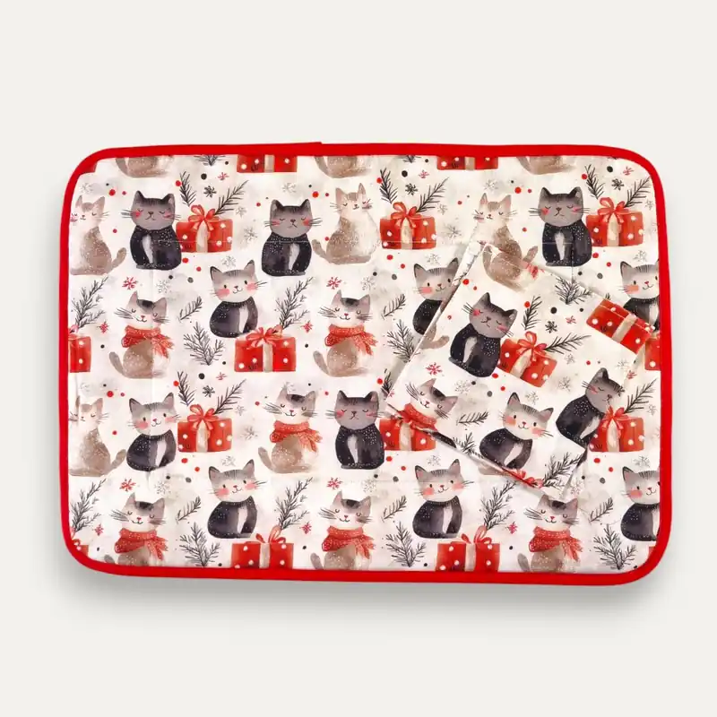 Set Americano Natalizio Gatti Rosso 35x45 cm