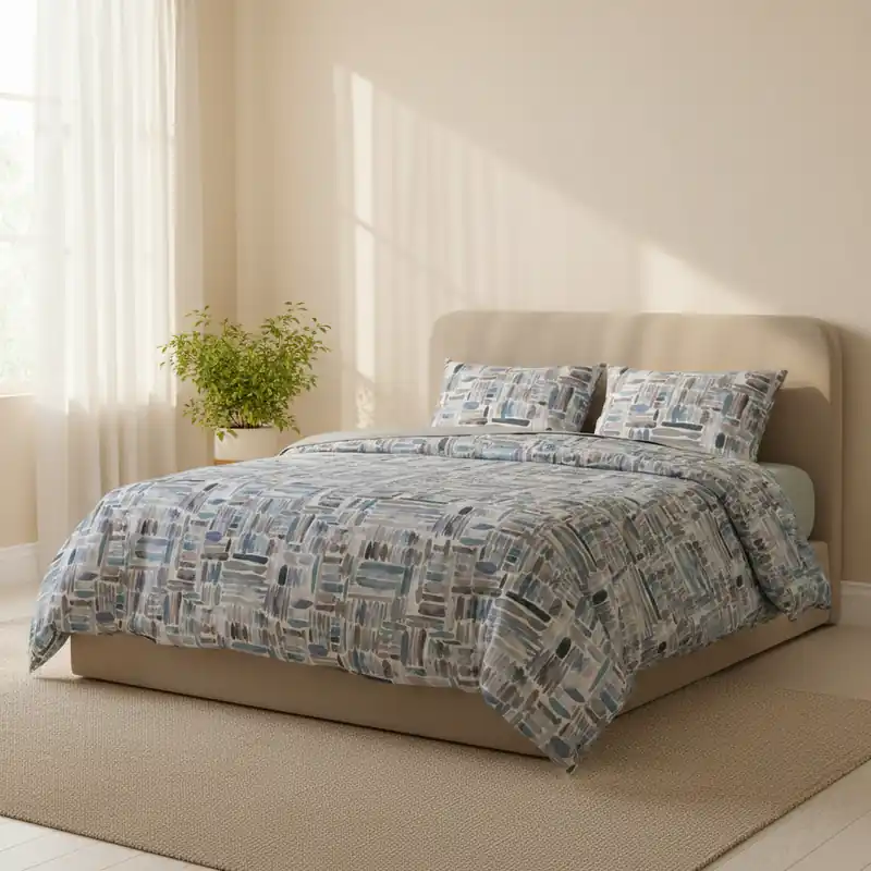 Splendido Raso Italiano TAG HOUSE Lenzuola Matrimoniali Grigio-Blu