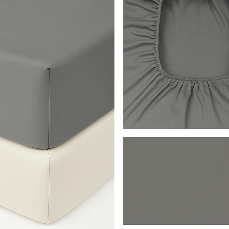 Lenzuolo sotto Giotto Grigio raso cotone 300TC 180x200 cm h30
