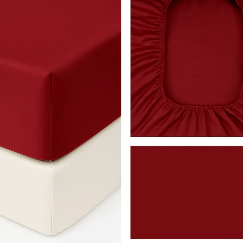 Lenzuolo sotto Giotto Bordeaux raso cotone 300TC 180x200 cm h30