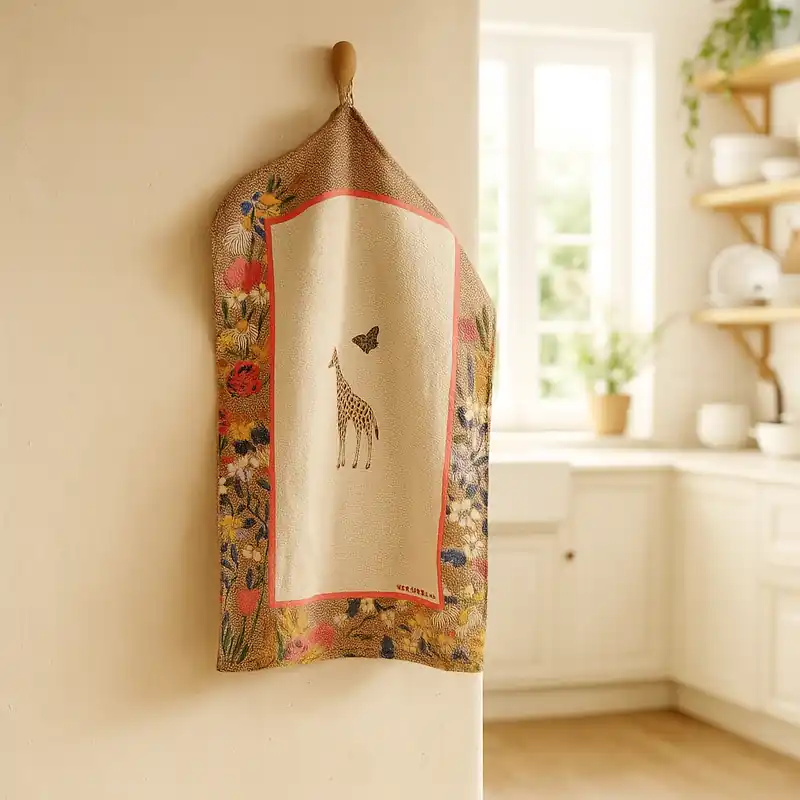 Strofinaccio Cucina BORBONESE Garden Corallo - Eleganza Floreale
