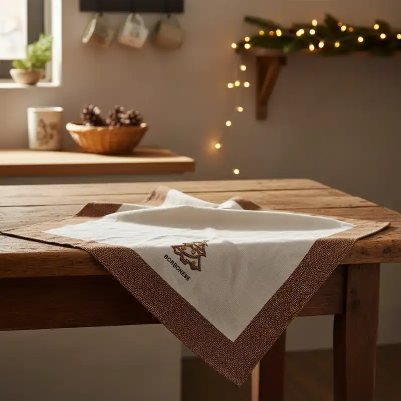 Strofinaccio Cucina Natalizio BORBONESE XMAS Abete Marrone 50x70 cm