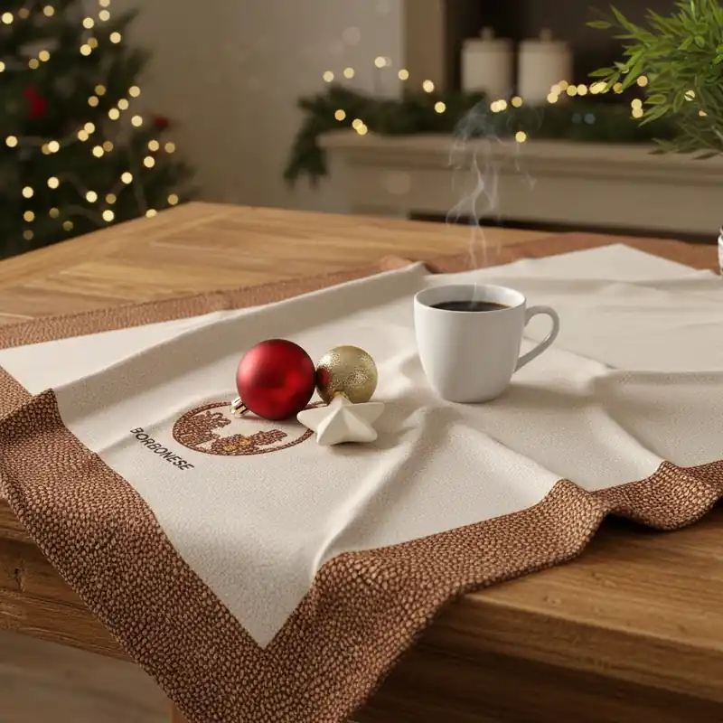 Strofinaccio Cucina BORBONESE XMAS Palla di Neve Marrone
