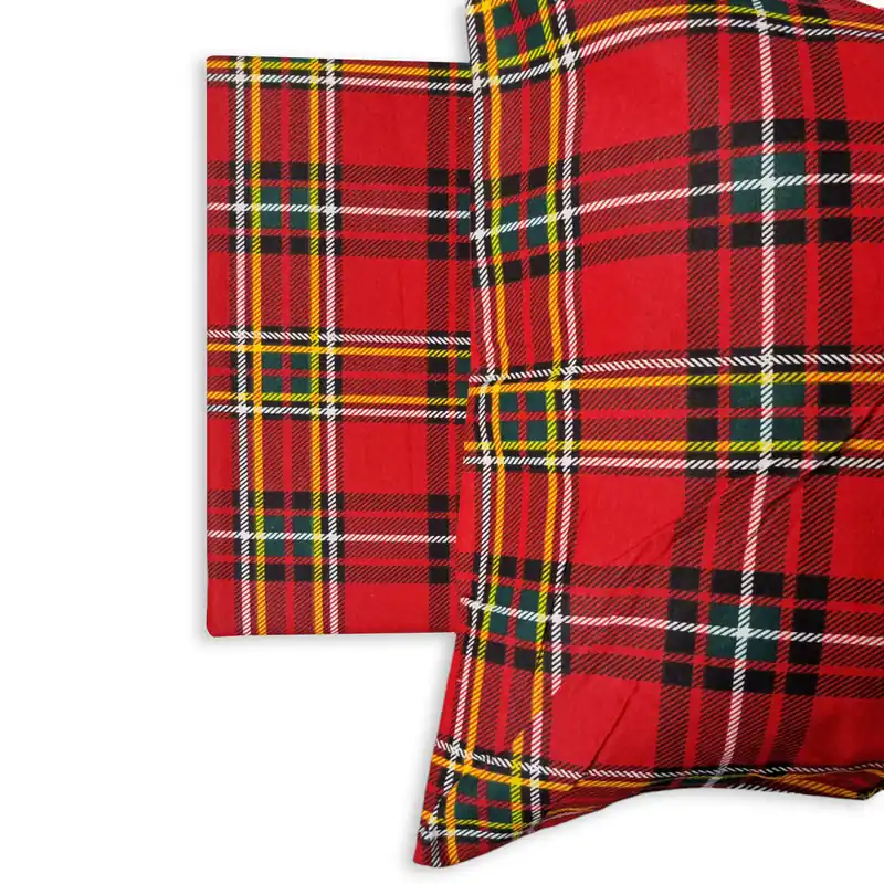 Copripiumino in flanella di cotone con federe Tartan rosso