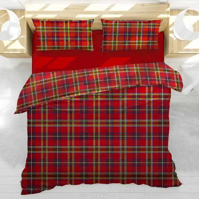 Completo lenzuola invernali in flanella TARTAN scozzese rosso