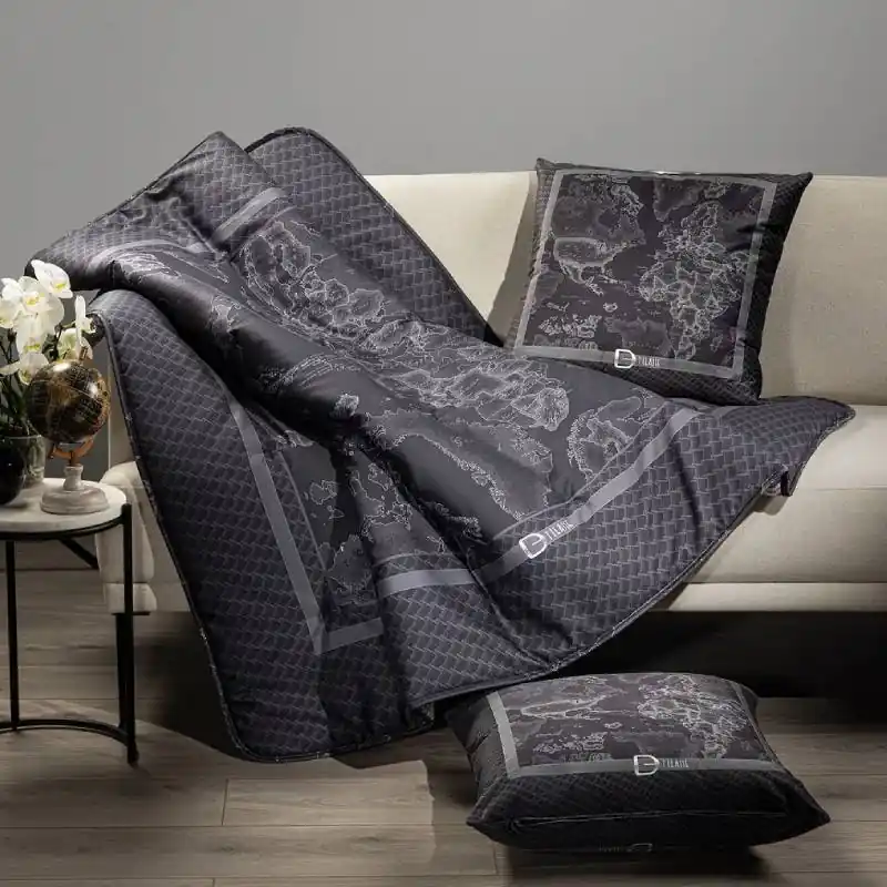 Alviero Martini Plaid Geo Night 130x170 nero in raso di cotone