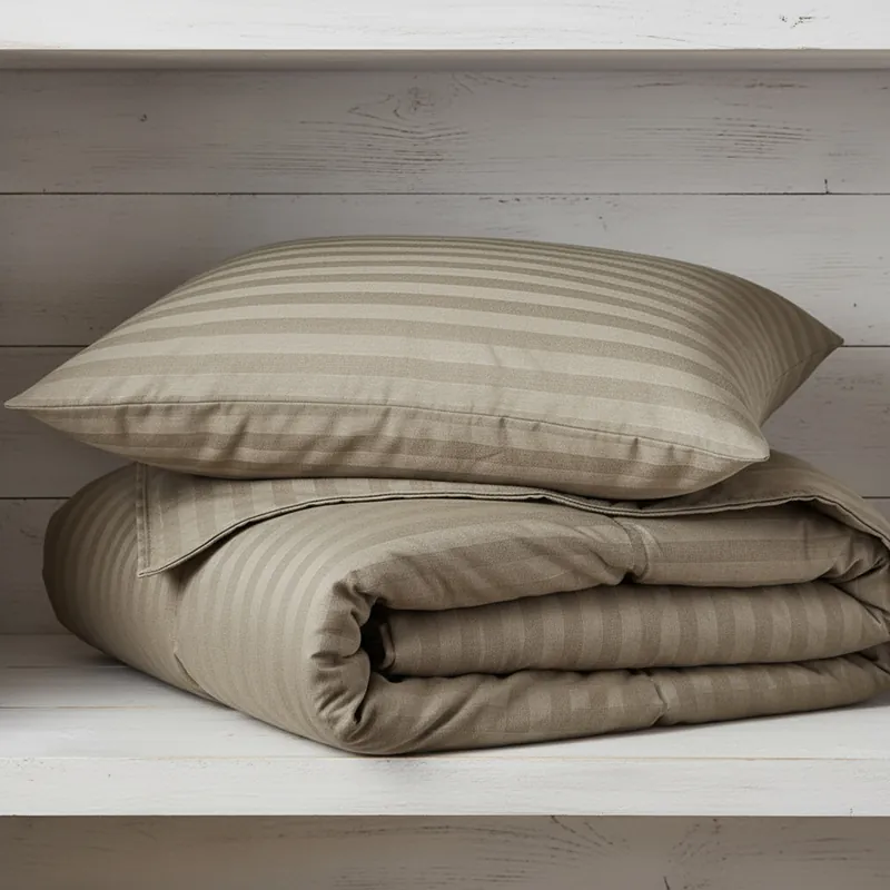 Copripiumone e federe letto 2 piazze LUXEA NO-STIRO greige jacquard