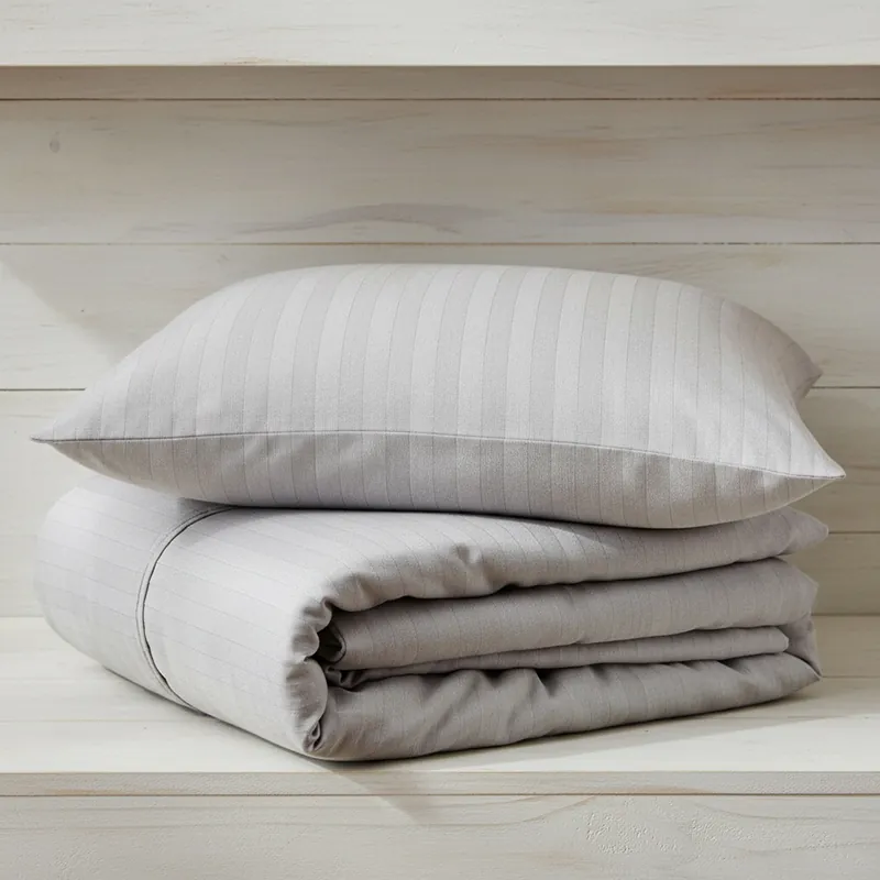 LUXEA Copripiumone con federe letto 2 piazze NO-STIRO grigio perla