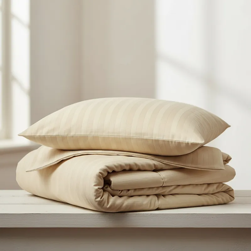 Copripiumino No-STIRO con federe Luxea matrimoniale beige jacquard