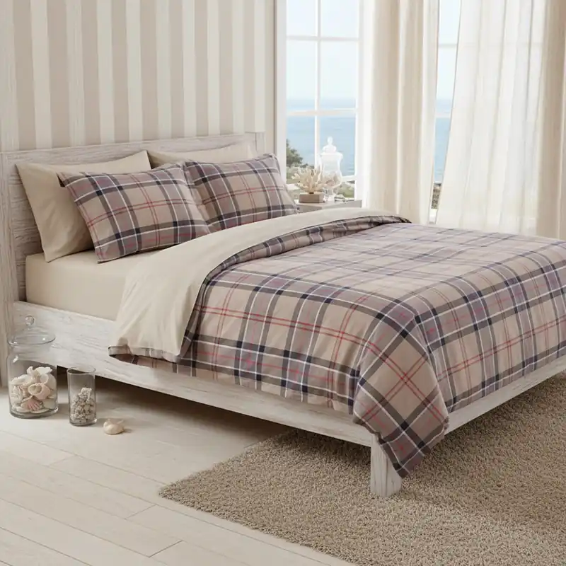 Copripiumino con federe matrimoniale Windsor 7605 tortora