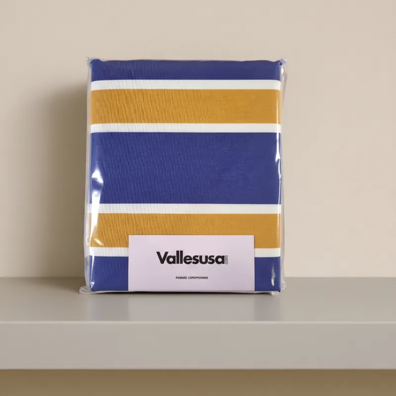 Copripiumino e federe a righe giallo-blu in puro cotone POLO Vallesusa