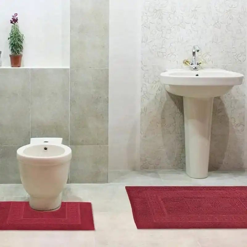 Set 3 tappeti Bagno in Spugna 1x 60X90 + 2 Girowater 45x60 tinta unita
