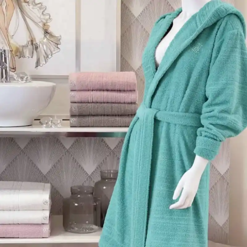 Accappatoio in spugna con cappuccio da DONNA Blumarine turchese Samira