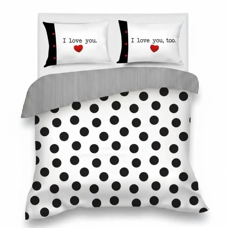 Copripiumino completo Camomilla in raso Mon Amour a pois black&white
