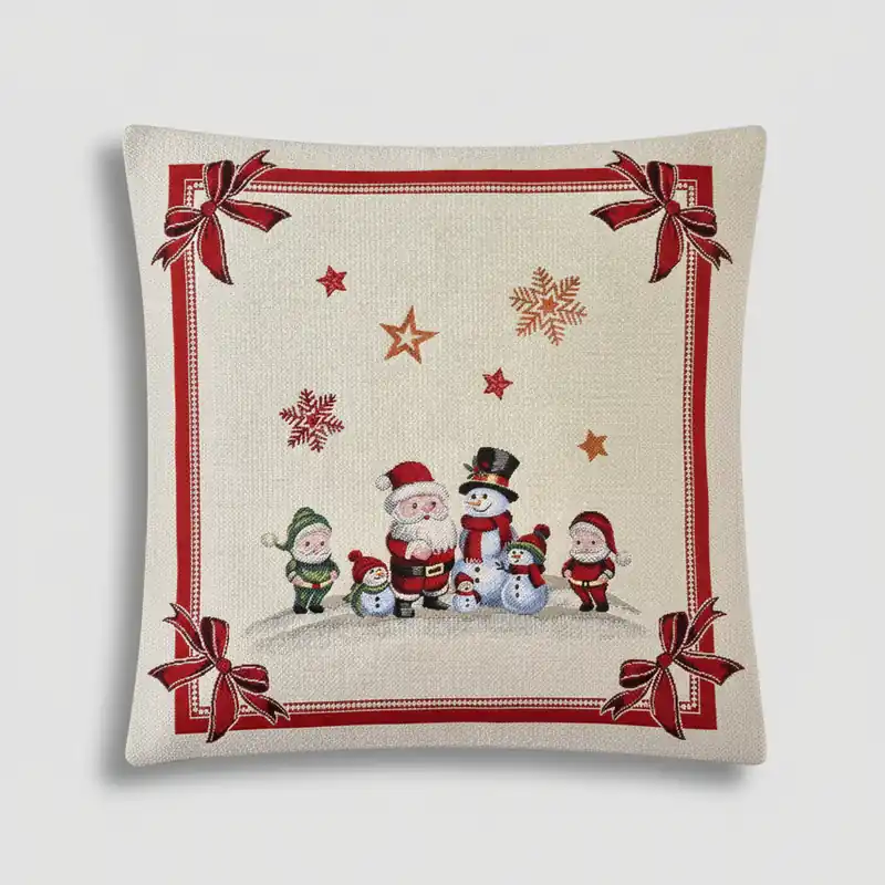 Fodera per cuscino decorativo Natalizia in Gobelin 45x45 Pupazzi di Neve