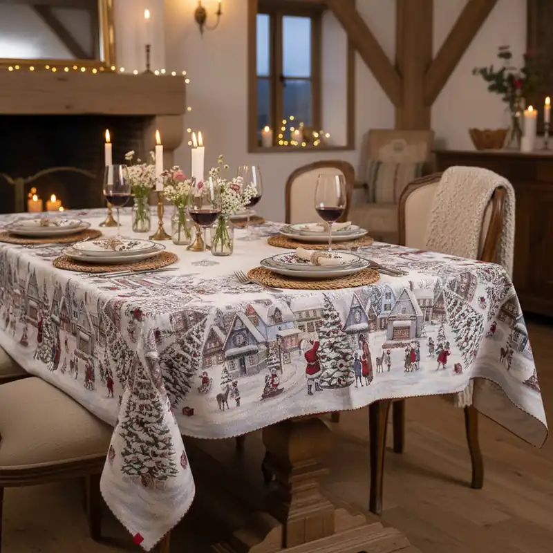 Copritavolo 140x180 cm piazzato in Gobelin jacquard Albero di Natale
