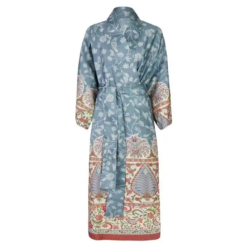 Kimono vestaglia in raso Granfoulard Bassetti Barisano C1 azzurro