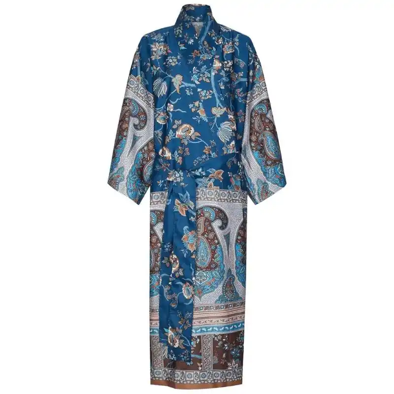 Vestaglia in raso Kimono Granfoulard Bassetti Genova B1 bluette