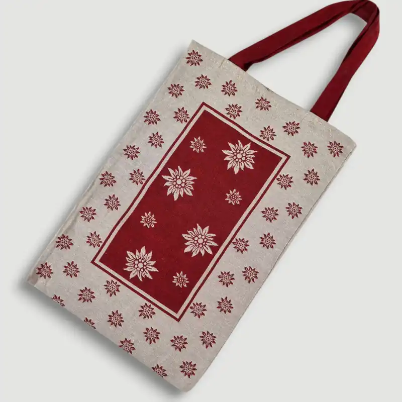 Borsa shopping Natalizia in gobelin 35x50 cm stelle alpine bordeaux