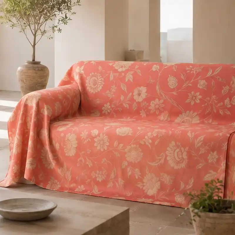 GABEL Telo arredo in cotone FLOR corallo copritutto - 2 misure