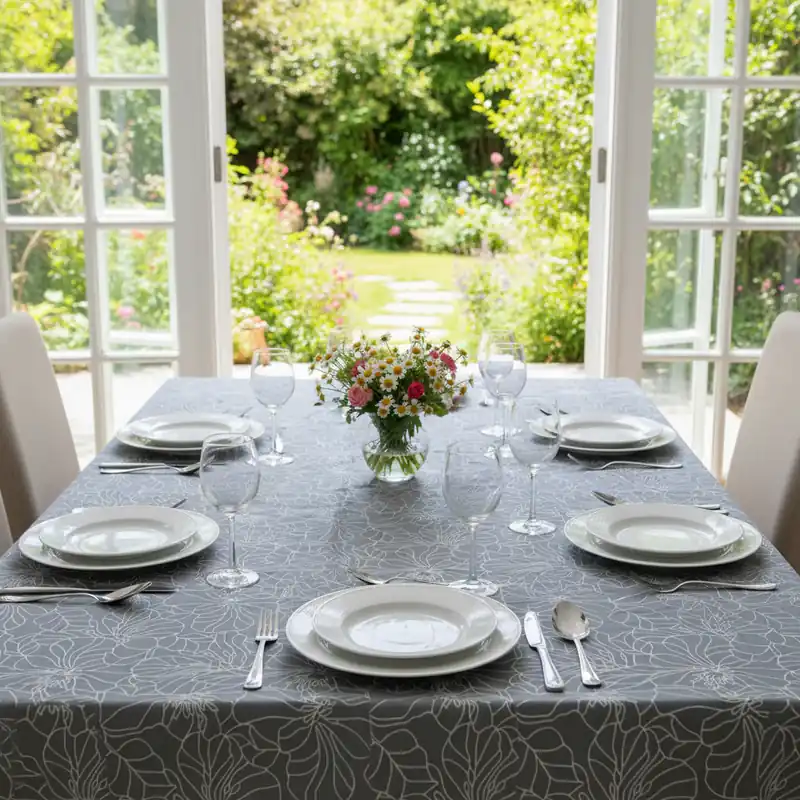 GABEL Tovaglia in puro cotone Fleur argento - stile per la tua cucina