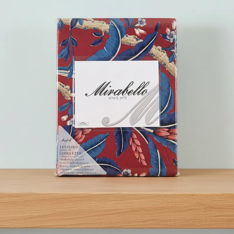 Lenzuola-copriletto matrimoniali MIRABELLO percalle Paradise Bird rosso