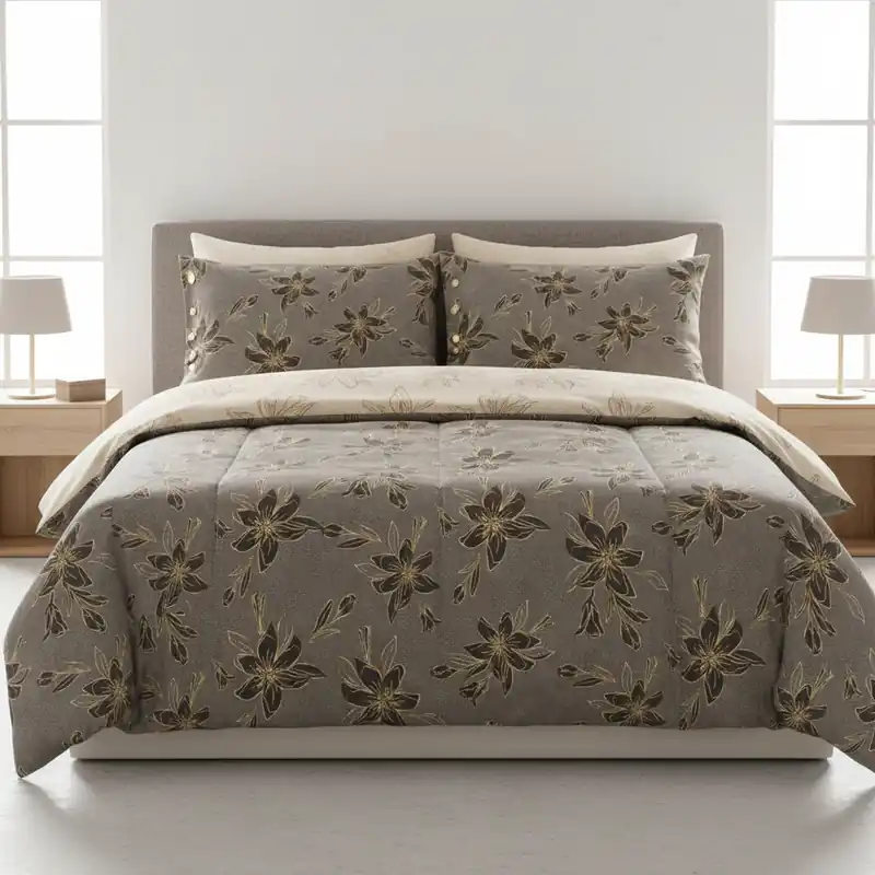 Parure copripiumino matrimoniale in percalle Bellora Fashion Gold grey