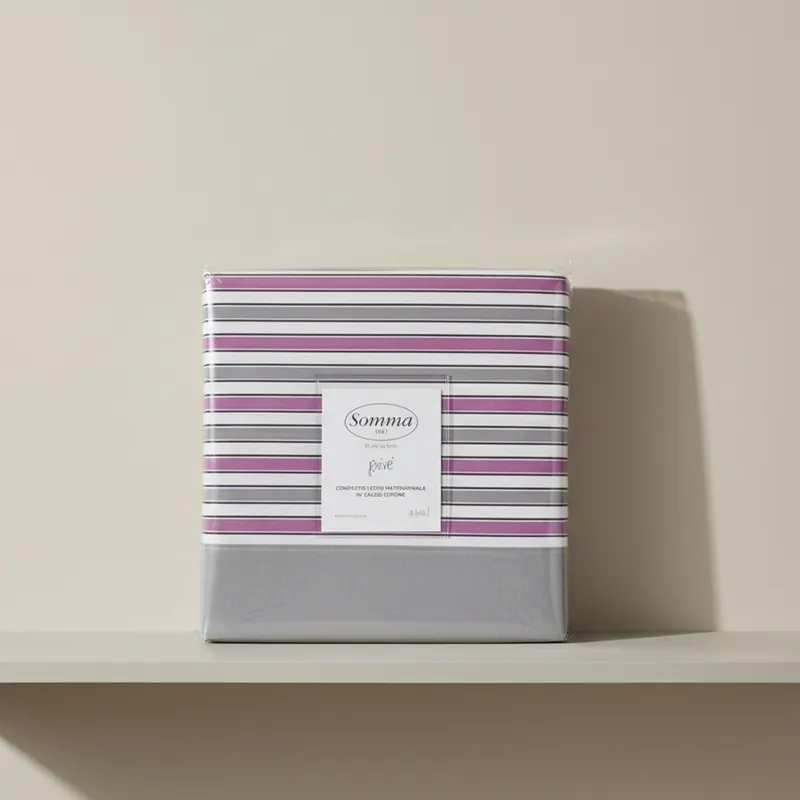 Lenzuola matrimoniali invernali SOMMA Suzanne - righe grigio e malva