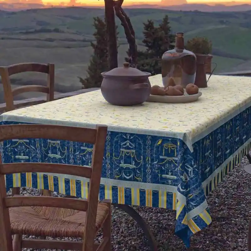 Tovaglia in cotone Granfoulard Bassetti OPLONTIS B3 blu 150x250 cm