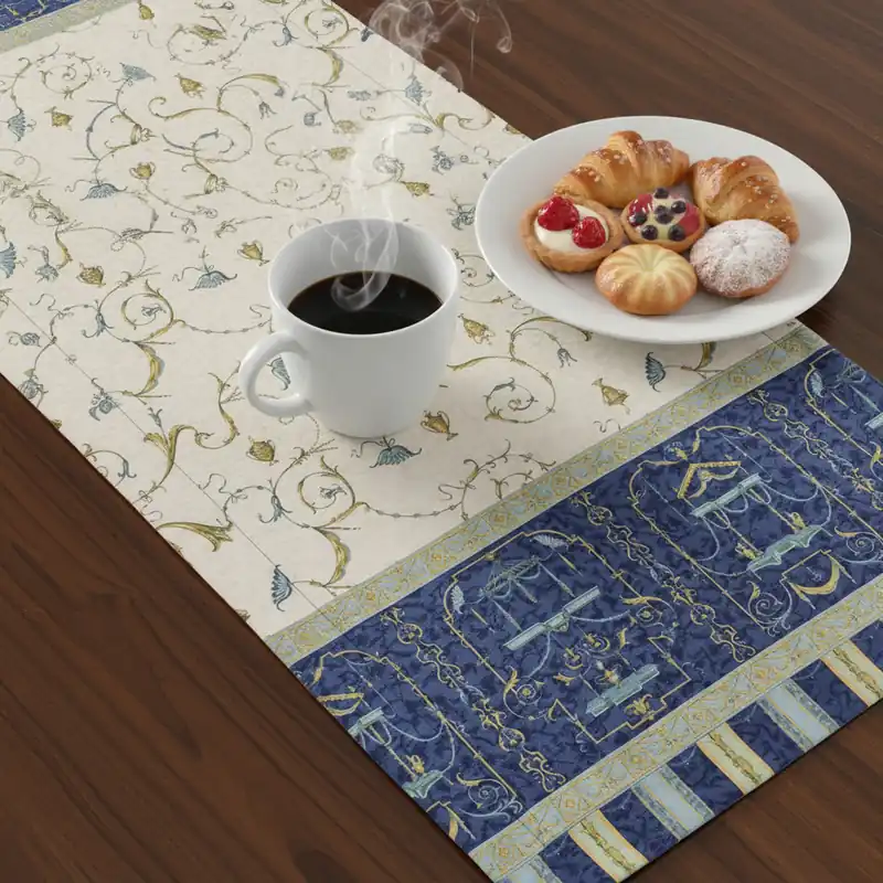 Runner Bassetti Oplontis blu Centrotavola rettangolare 50x150