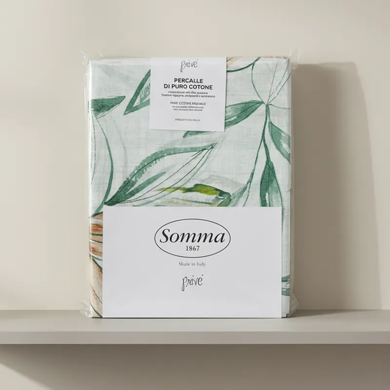 Completo Lenzuola matrimoniali in percalle SOMMA Camille fiori verde