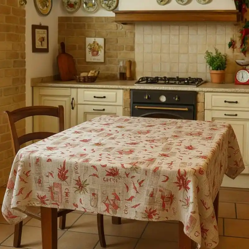 Tovaglia RETTANGOLARE 140x240 cm in panama Chili peperoncino