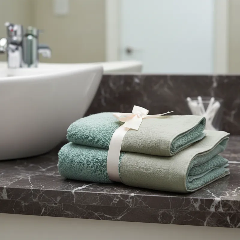 Set Asciugamani 1+1 Spugna e Bordo in Lino Verde | Design Bagno