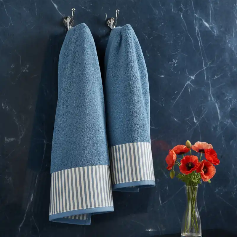 Set Asciugamani 1+1 bluette a Righe | Stile Shabby e Romantico