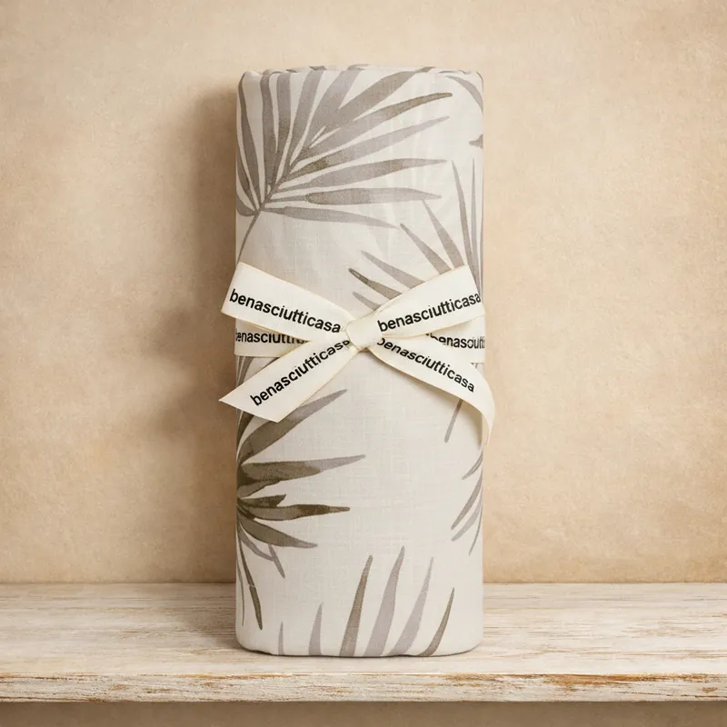 Completo Letto Matrimoniale Spezia Palm Tree | Greige Neutro