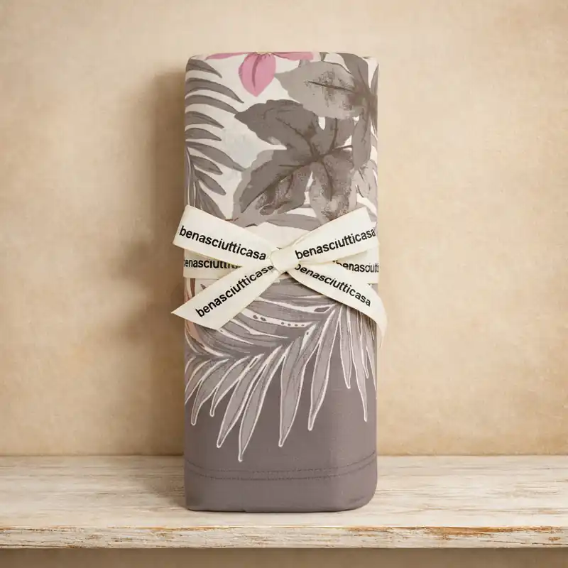 Lenzuola puro cotone Matrimoniali Exotic Flower | Economico Urban Jungle grigio