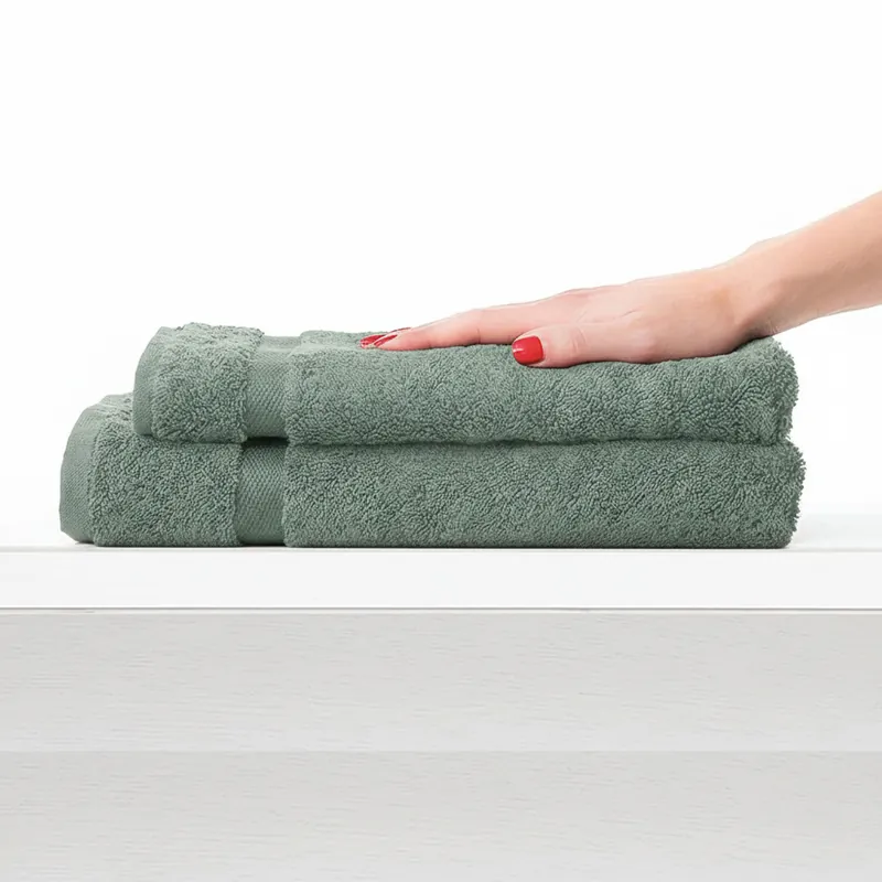 Set 1+1 viso e ospite spugna 650 gr/mq COGAL RANGER Verde Ottanio