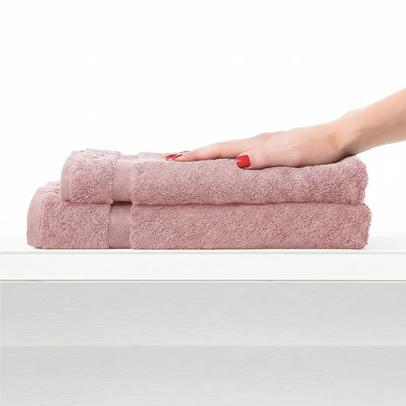 COGAL RANGER 650 gr set asciugamano viso + ospite Rosa antico