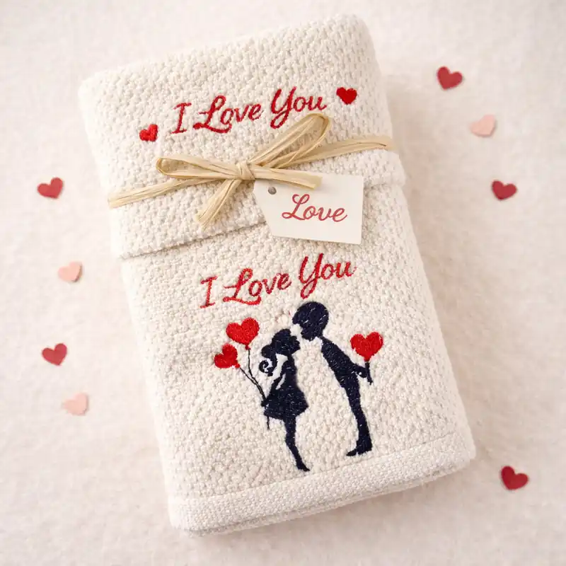 Asciugamani in cotone I Love You idea regalo romantica