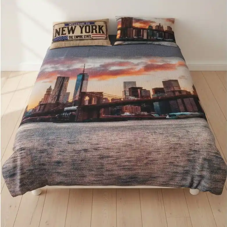 Lenzuolo copriletto Brooklyn letto singolo in puro cotone con federa reversibile