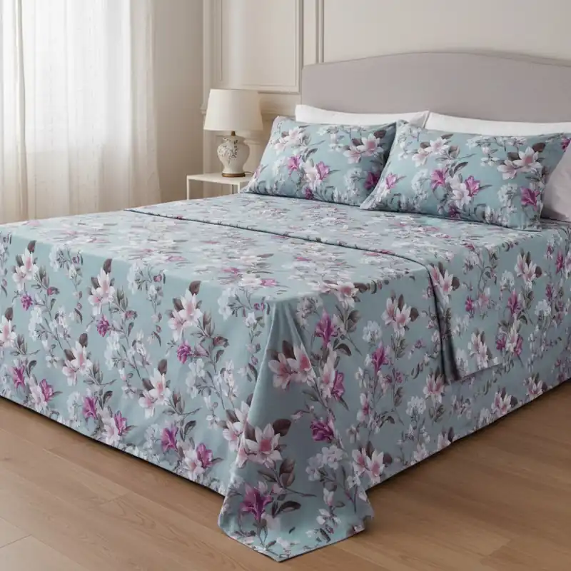 Completo Letto Matrimoniale Puro Cotone DONIA | Anice Floreale