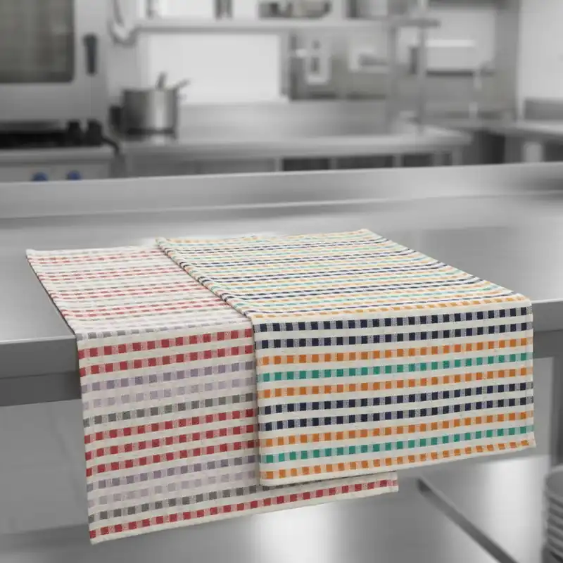 Kit 2x canovacci cucina in cotone ritorto 60x75 quadretti multicolor Dis.2