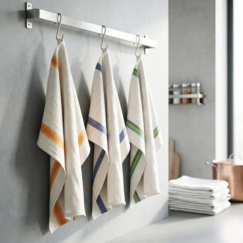 Kit 3x Strofinacci da cucina 100% cotone spinato 50x70 a righe