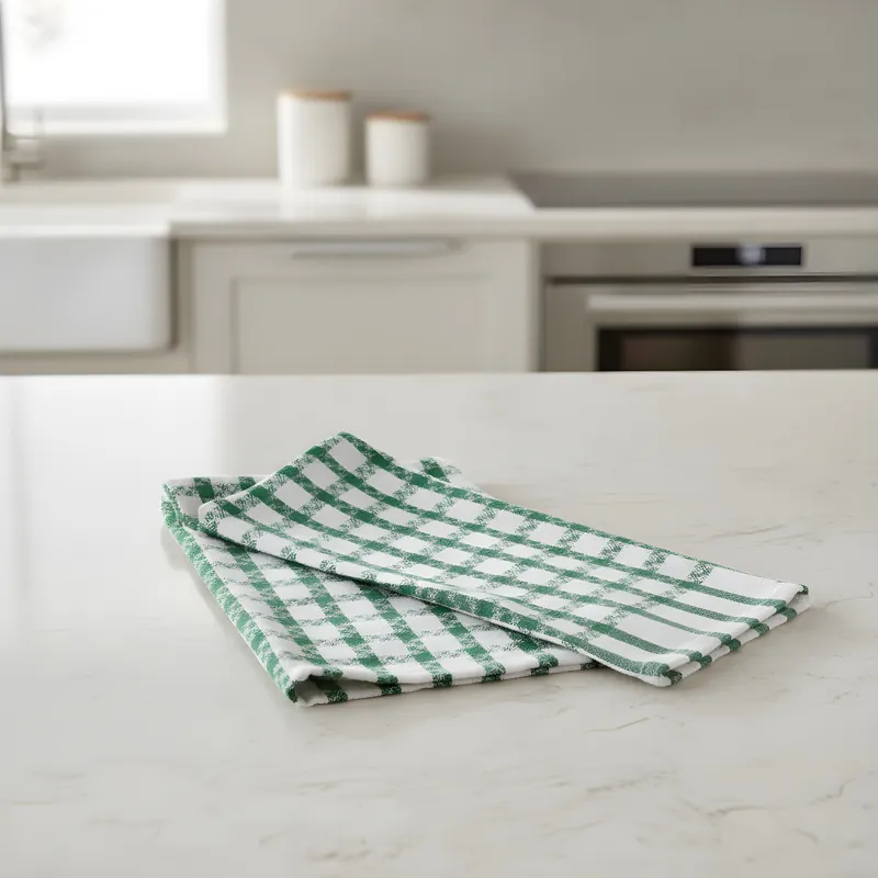 Kit 2x Strofinacci a quadri verdi 100% cotone doppio ritorto jacquard