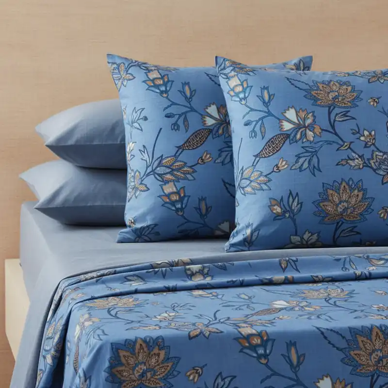 Completo Lenzuola in cotone matrimoniale Bassetti SIKAR Orientale blu