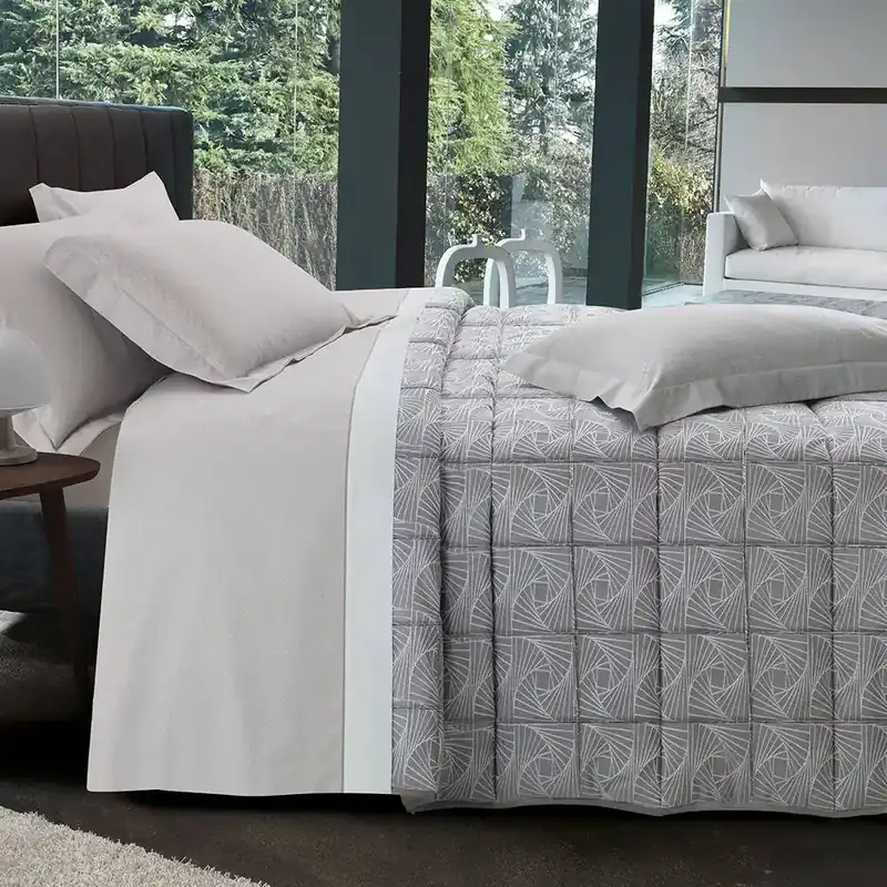 Copriletto trapuntato matrimoniale VALLESUSA Olivia grigio jacquard